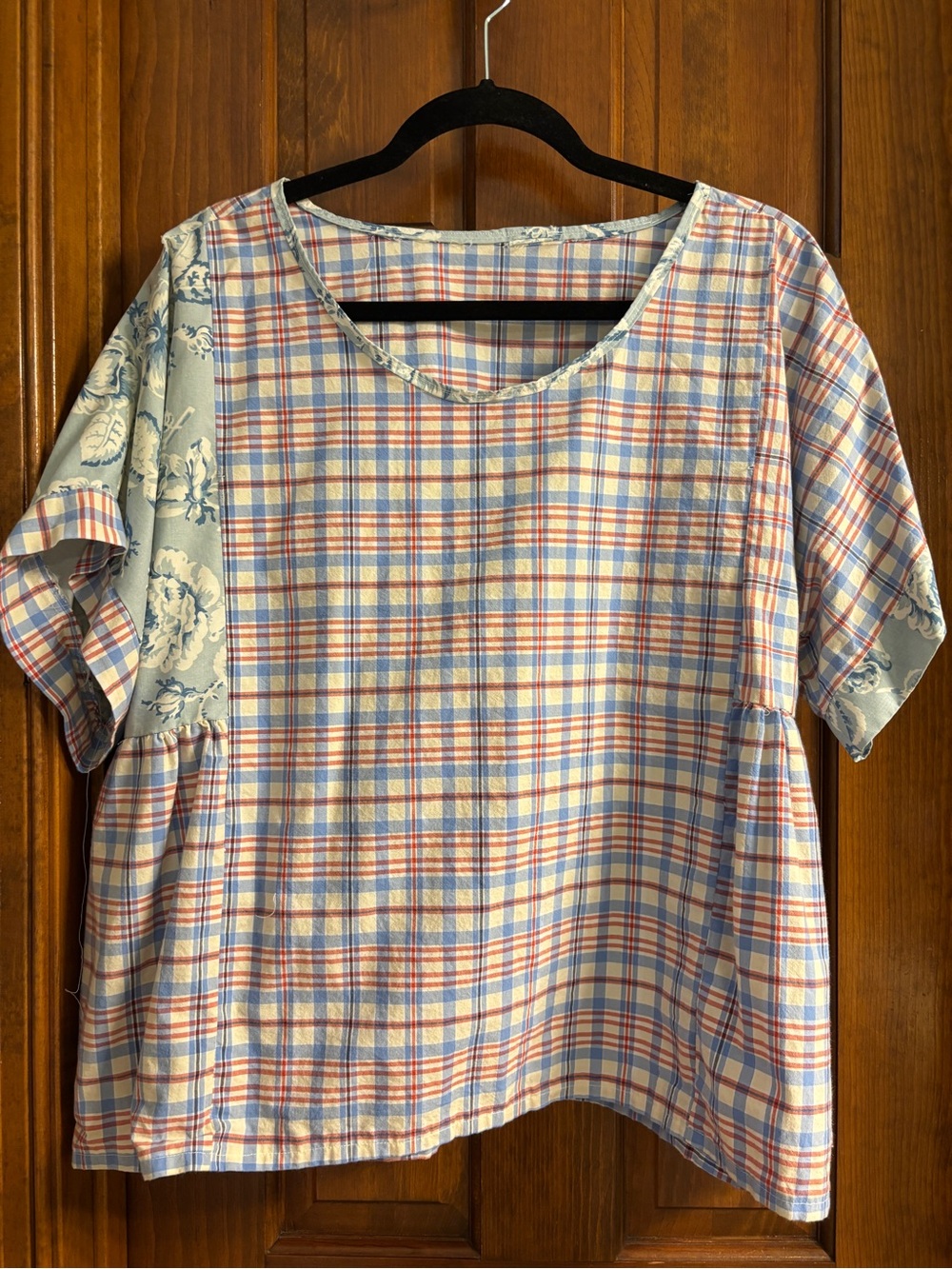 Handmade patchwork top upcycled from vintage sheets